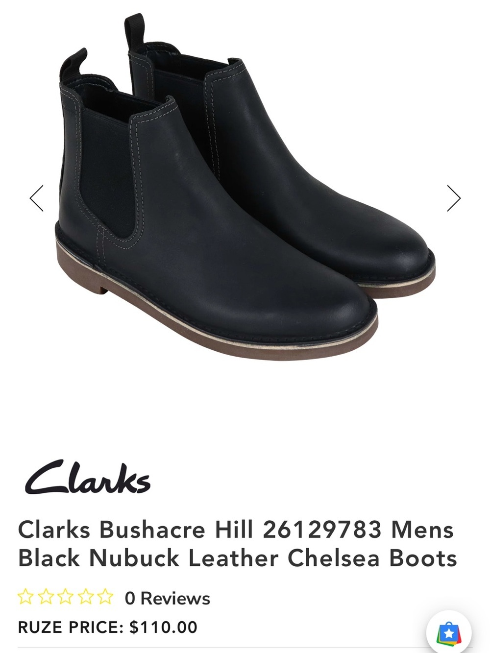 Clarks Bushacre Hill 26129783 Mens Black Nubuck Leather Chelsea Boots size 12